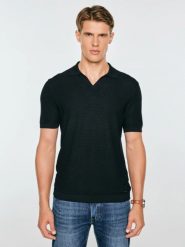 Sweter męski polo z krótkim rękawem czarny enzo 907. Czarne swetry męskie BIG STAR, l, bez wzorów, z dzianiny, klasyczne, bez kołnierzyka, bez ramiączek. Za 159.99 zł.
