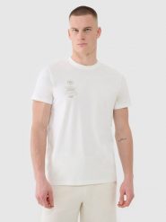 4F T-shirt regular z nadrukiem męski - beżowy 3XL. Brązowe t-shirty męskie 4F, m, bez wzorów, z bawełny, bez kołnierzyka, bez ramiączek. W wyprzedaży za 49.99 zł.
