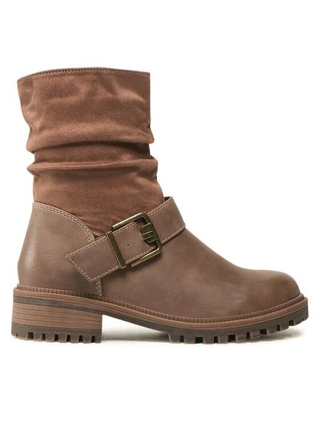 Clara Barson Botki WS5600-11 Brązowy. Brązowe botki damskie Clara Barson, bez wzorów, ze skóry, bez obcasa, na płaskiej podeszwie, bez zapięcia. Za 99.99 zł.