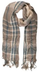 Lekki Szalik Wiosenno-Jesienny - Teer - Stonowana Kolorystyka w Kratę. Szare szaliki męskie Teer, bez wzorów, z materiału. Za 45.00 zł.