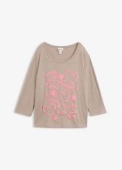 T-shirt oversize z mieszanki bawełny. Szare t-shirty damskie bonprix, bez wzorów, z bawełny, bez kołnierzyka, bez ramiączek. Za 84.99 zł.