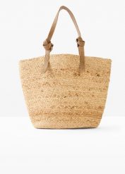 Torba shopper z juty z ozdobnymi supełkami. Brązowe shopperki damskie bonprix, bez wzorów, bez dodatków. Za 47.99 zł.