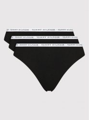Tommy Hilfiger Komplet 3 par stringów UW0UW02829 Czarny. Czarne majtki damskie Tommy Hilfiger, z bawełny. Za 129.99 zł.