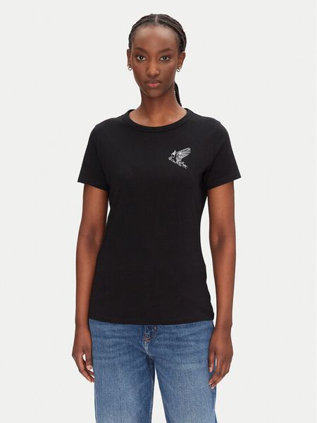 BOSS T-Shirt C_Elogo_21 50540260 Czarny Slim Fit. Czarne t-shirty damskie Boss, s, bez wzorów, z bawełny, bez kołnierzyka, bez ramiączek. Za 129.99 zł.