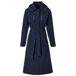 Wodoodporny trencz damski Basil Mosse. Niebieskie płaszcze damskie BASIL, na jesień, m, bez wzorów, z materiału, eleganckie, bez kołnierzyka, bez kaptura. Za 547.00 zł.