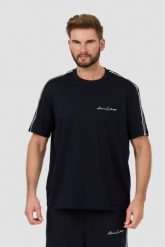 ARMANI EXCHANGE Granatowy t-shirt. Niebieskie t-shirty męskie Armani Exchange, l, bez wzorów, bez kołnierzyka, bez ramiączek. W wyprzedaży za 262.99 zł.
