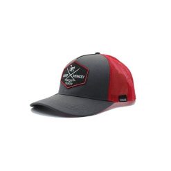 Czapka Trucker - 5 Paneli / Z recyklingu / Jeden rozmiar (Szary/Czerwony). Szare czapki damskie SURF MONKEY, z aplikacjami, sportowe. Za 159.95 zł.