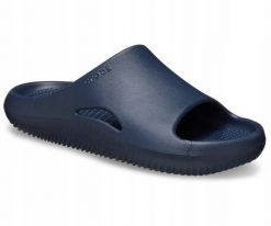 Klapki Dla Dorosłych Crocs Mellow Recovery Slide. Niebieskie klapki męskie Crocs, bez wzorów, z materiału, bez zapięcia. Za 199.99 zł.
