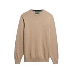 Sweter bawełnowy Superdry Essentials. Niebieskie swetry męskie Superdry, na zimę, m, bez wzorów, z bawełny, eleganckie, bez kołnierzyka, bez ramiączek. Za 277.45 zł.