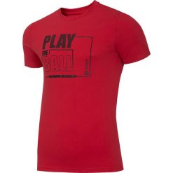 T-shirt męski TSM004 - czerwony. Czerwone t-shirty męskie 4F, m, bez wzorów, bez kołnierzyka, bez ramiączek. W wyprzedaży za 34.99 zł.