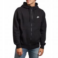 Bluza na co dzień męska NIKE SPORTSWEAR CLUB na zamek z kapturem. Czarne bluzy męskie Nike, m, bez wzorów, sportowe, bez ramiączek, z kapturem. Za 189.00 zł.