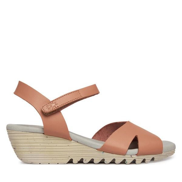 Sandały Fly London. Czerwone sandały damskie Fly London, bez wzorów, bez obcasa, na koturnie, bez zapięcia. Za 276.99 zł.