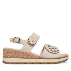 Sandały Caprice. Szare sandały damskie Caprice, bez wzorów, bez obcasa, na koturnie, bez zapięcia. Za 339.99 zł.