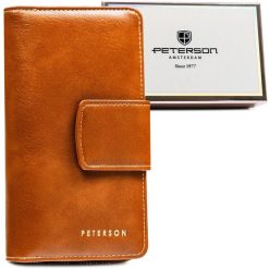 Portfel damski Peterson PTN 008-HF brązowy. Brązowe portfele damskie Peterson, ze skóry ekologicznej. Za 64.99 zł.