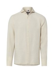 Nils Sundström koszula lniana Mężczyźni Slim Fit len beżowy, XL. Brązowe koszule męskie Nils Sundström, m, bez wzorów, ze lnu, bez kołnierzyka, bez ramiączek. Za 229.95 zł.