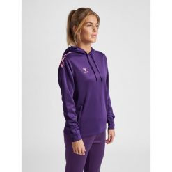 Bluza do piłki ręcznej damska Hummel Core XK z kapturem. Fioletowe bluzy damskie Hummel, xs, bez wzorów, sportowe, bez ramiączek, z kapturem. Za 217.50 zł.