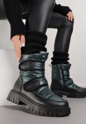 Ciemnozielone Śniegowce na Rzepy i Grubej Podeszwie Cashel. Zielone śniegowce damskie Renee, bez zapięcia. Za 119.99 zł.