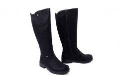 RIEKER TEX 78554-00 black, kozaki damskie. Czarne kozaki damskie Rieker, bez wzorów, z wełny, bez obcasa, na obcasie, bez zapięcia. Za 449.90 zł.