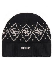 Guess Czapka V6BZ09 Z1747 Czarny. Czarne czapki damskie Guess, na zimę, z aplikacjami, z poliesteru. Za 174.99 zł.