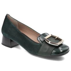 Zielone Czółenka Hispanitas Damskie Eleganckie Obuwie. Zielone czółenka damskie Hispanitas, bez wzorów, eleganckie, bez obcasa, bez zapięcia. Za 469.00 zł.