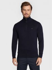 Tommy Hilfiger Sweter MW0MW28049 Granatowy Regular Fit. Niebieskie swetry męskie Tommy Hilfiger, m, bez wzorów, z bawełny, bez kołnierzyka, bez ramiączek. Za 599.99 zł.
