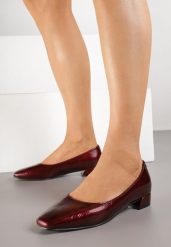Bordowe Lakierowane Czółenka Vices z Kwadratowym Noskiem i Skórzaną Wkładką Nalireve. Czerwone czółenka damskie Born2be, bez wzorów, z jeansu, eleganckie, bez obcasa, bez zapięcia. Za 79.99 zł.