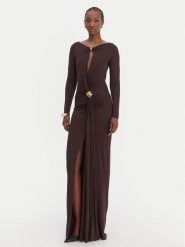 Elisabetta Franchi Sukienka wieczorowa AB-R146-1E2-V750 Brązowy Regular Fit. Brązowe sukienki damskie Elisabetta Franchi, bez wzorów, z wiskozy, wizytowe, bez kołnierzyka, bez ramiączek. Za 3,189.00 zł.