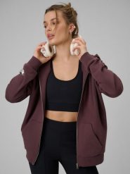 4F Bluza dresowa rozpinana z kapturem damska - brązowa M. Brązowe bluzy damskie 4F, m, bez wzorów, z dresówki, biznesowe, bez ramiączek, z kapturem. Za 169.99 zł.