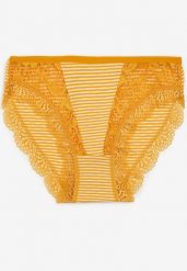 Żółte Bawełniane Majtki Figi z Ozdobną Koronką Waietra. Żółte majtki damskie Born2be, z bawełny. Za 4.99 zł.