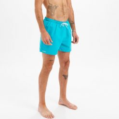 Spodenki surfingowe męskie Olaian Hendaia NT. Niebieskie szorty męskie OLAIAN, bez wzorów, z materiału, sportowe. Za 19.99 zł.