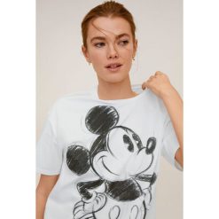 Mango - T-shirt Mickeyc-H. Białe t-shirty damskie Mango, l, bez wzorów, z bawełny, bez kołnierzyka, bez ramiączek. Za 59.90 zł.