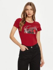 Guess T-Shirt W5RI03 J1314 Czerwony Regular Fit. Czerwone t-shirty damskie Guess, s, z aplikacjami, z bawełny, bez kołnierzyka, bez ramiączek. Za 169.99 zł.