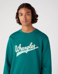 WRANGLER CREW NECK MĘSKA BLUZA BEZ KAPTURA LOGO CIEPŁA BAYBERRY GREEN W6H0I3G26 112331914. Zielone bluzy męskie Wrangler, m, bez wzorów, bez ramiączek, bez kaptura. Za 119.99 zł.