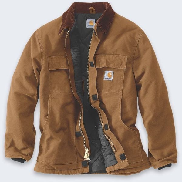 Kurtka Carhartt Firm Duck Traditional BROWN. Brązowe kurtki męskie Carhartt, m, bez wzorów, bez kaptura. Za 585.30 zł.