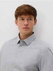 Bawełniana koszula slim fit - jasnoszary. Szare koszule męskie Reserved, l, bez wzorów, z bawełny, bez kołnierzyka, bez ramiączek. Za 199.99 zł.