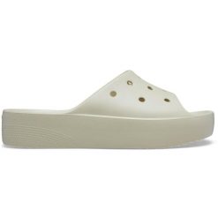Klapki plażowe damskie Crocs Classic Platform Slide. Brązowe klapki damskie Crocs, bez wzorów, sportowe, bez obcasa, bez zapięcia. Za 146.99 zł.
