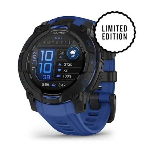 Zegarek sportowy Garmin Instinct 3 AMOLED 45mm Czarny/Bolt Blue. Czarne smartbandy Garmin, bez wzorów. Za 1,784.99 zł.