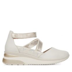 Półbuty Remonte. Brązowe półbuty damskie Remonte, bez wzorów, bez obcasa, na koturnie, bez zapięcia. Za 369.99 zł.