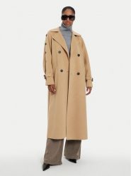 Weekend Max Mara Płaszcz wełniany Natale 2425016021 Beżowy Regular Fit. Brązowe płaszcze damskie Weekend Max Mara, na zimę, bez wzorów, z wełny, bez kołnierzyka, bez kaptura. Za 2,969.00 zł.