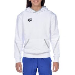 Bluza Arena Team Line Hoodie junior z kapturem. Białe bluzy damskie ARENA, l, bez wzorów, sportowe, bez ramiączek, z kapturem. Za 108.77 zł.
