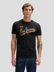 MESKA KOSZULKA LEE JEANS TEE BLACK 112376474. Czarne t-shirty męskie Lee, s, bez wzorów, z jeansu, bez kołnierzyka, bez ramiączek. Za 79.99 zł.