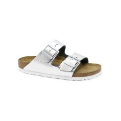 Klapki damskie Birkenstock Arizona. Szare klapki damskie Birkenstock, bez wzorów, z materiału, bez obcasa, bez zapięcia. Za 704.00 zł.