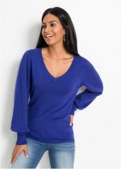 Sweter z cienkiej dzianiny z wiskozą. Czarne swetry nierozpinane damskie bonprix, na wiosnę, bez wzorów, z dzianiny, bez kołnierzyka, bez ramiączek. Za 109.99 zł.