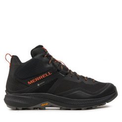 Trekkingi Merrell. Czarne botki męskie Merrell, bez wzorów, z gore-texu, sportowe, bez obcasa, bez zapięcia. Za 849.99 zł.