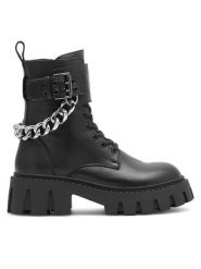 Eva Minge Botki GANDRA-8320 Czarny. Czarne botki damskie Eva Minge, bez wzorów, ze skóry, bez obcasa, na słupku, bez zapięcia. Za 454.99 zł.