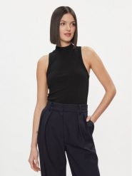 Tommy Hilfiger Top WW0WW41027 Czarny Slim Fit. Czarne topy damskie Tommy Hilfiger, l, bez wzorów, z wiskozy, bez kołnierzyka, bez ramiączek. Za 159.99 zł.
