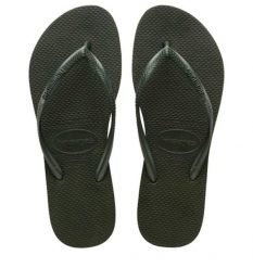 Klapki damskie Havaianas Slim. Zielone klapki damskie Havaianas, bez wzorów, klasyczne, bez obcasa, bez zapięcia. Za 160.50 zł.