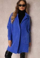 Granatowy Płaszcz z Bawełną Oversize Brumisia. Niebieskie płaszcze damskie Renee, na zimę, bez wzorów, z bawełny, bez kołnierzyka, bez kaptura. Za 159.99 zł.