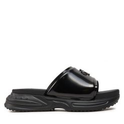 Klapki Calvin Klein Jeans. Czarne klapki damskie Calvin Klein Jeans, bez wzorów, z jeansu, bez obcasa, bez zapięcia. Za 369.99 zł.