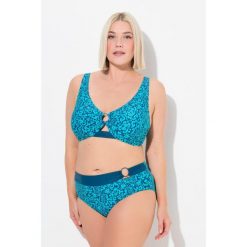 Damskie Bikini paisley miękkie miseczki regulowane ramiączka z recyklingu. Niebieskie bikini Ulla Popken, plus size, bez wzorów, z elastanu. Za 244.99 zł.